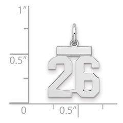 Sterling Silver/Rhodium-plated Polished Number 26 Charm - 3