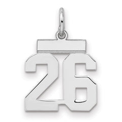 Sterling Silver/Rhodium-plated Polished Number 26 Charm - 3