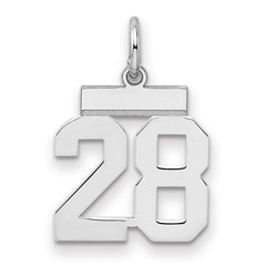 Sterling Silver/Rhodium-plated Polished Number 28 Charm - 2