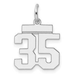 Sterling Silver/Rhodium-plated Polished Number 35 Charm - 2