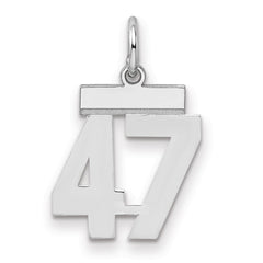 Sterling Silver/Rhodium-plated Polished Number 47 Charm - 3
