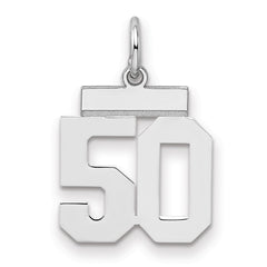 Sterling Silver/Rhodium-plated Polished Number 50 Charm