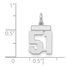 Sterling Silver/Rhodium-plated Polished Number 51 Charm