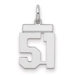 Sterling Silver/Rhodium-plated Polished Number 51 Charm