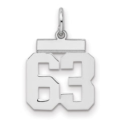 Sterling Silver/Rhodium-plated Polished Number 63 Charm - 3