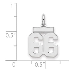 Sterling Silver/Rhodium-plated Polished Number 66 Charm - 3