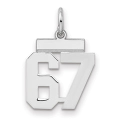 Sterling Silver/Rhodium-plated Polished Number 67 Charm - 3