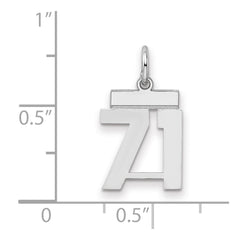 Sterling Silver/Rhodium-plated Polished Number 71 Charm - 3