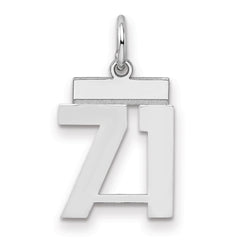 Sterling Silver/Rhodium-plated Polished Number 71 Charm - 3
