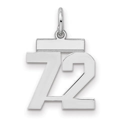 Sterling Silver/Rhodium-plated Polished Number 72 Charm - 3