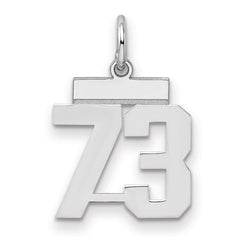 Sterling Silver/Rhodium-plated Polished Number 73 Charm - 3