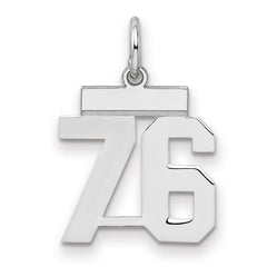 Sterling Silver/Rhodium-plated Polished Number 76 Charm - 3