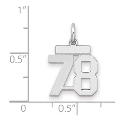 Sterling Silver/Rhodium-plated Polished Number 78 Charm - 2