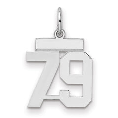 Sterling Silver/Rhodium-plated Polished Number 79 Charm - 3