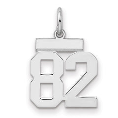 Sterling Silver/Rhodium-plated Polished Number 82 Charm - 2