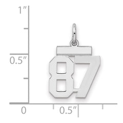 Sterling Silver/Rhodium-plated Polished Number 87 Charm - 3