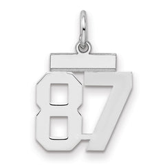 Sterling Silver/Rhodium-plated Polished Number 87 Charm - 3