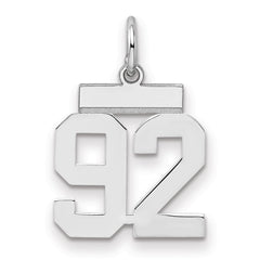 Sterling Silver/Rhodium-plated Polished Number 92 Charm - 3