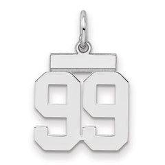 Sterling Silver/Rhodium-plated Polished Number 99 Charm - 3