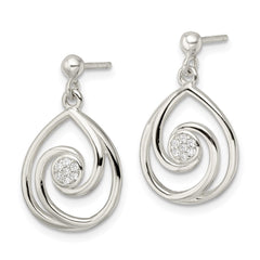 Sterling Silver CZ in Teardrop Pendant and Earrings Set