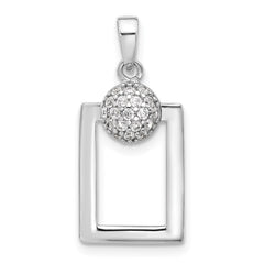 Sterling Silver RH-plated Micro Pave CZ Rectangle Earrings and Pendant Set