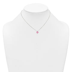 Sterling Silver Polished Pink Enamel Open Heart Childrens 14 inch Necklace and Post Earrings Set