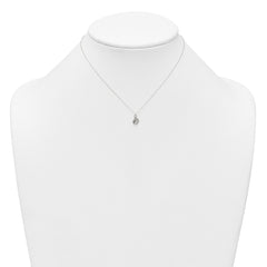 Sterling Silver Polished White CZ Angel Childrens 14 inch Necklace and Post Earrings Set