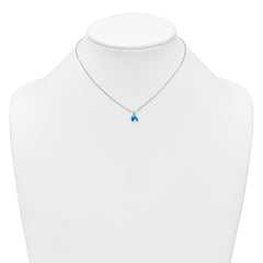 Sterling Silver Polished Blue and Black Enameled Dolphin Childrens 14 inch Necklace and Post Earrings Set