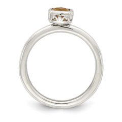 Shey Couture Sterling Silver Rhodium-plated with 14k Accent Polished Cushion-cut Citrine Ring - 2