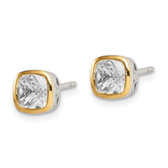 Shey Couture Sterling Silver Rhodium-plated with 14k Accent White Topaz Square Stud Earrings