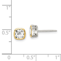 Shey Couture Sterling Silver Rhodium-plated with 14k Accent White Topaz Square Stud Earrings