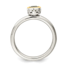 Shey Couture Sterling Silver Rhodium-plated with 14K Accent Polished Cushion-cut Aquamarine Ring - 3