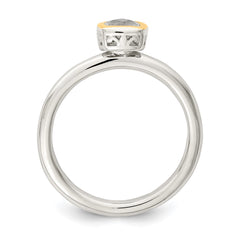 Shey Couture Sterling Silver Rhodium-plated with 14K Accent Polished Cushion-cut White Topaz Ring - 3