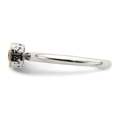 Shey Couture Sterling Silver Rhodium-plated with 14K Accent Polished Cushion-cut Created Ruby Ring - 3