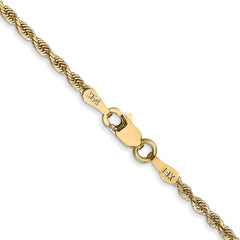 14K 26 Inch 2mm Diamond-cut Quadruple Rope Lobster Clasp Chain