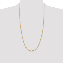 14K 28 Inch 2.25mm Diamond-cut Quadruple Rope Lobster Clasp Chain