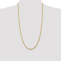 14K 28 Inch 3.35mm Diamond-cut Quadruple Rope Lobster Clasp Chain