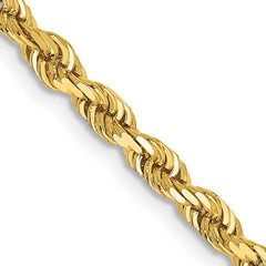 14K 28 Inch 3.35mm Diamond-cut Quadruple Rope Lobster Clasp Chain
