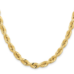 14K 20 Inch 7mm Diamond-cut Quadruple Rope Fancy Lobster Clasp Chain