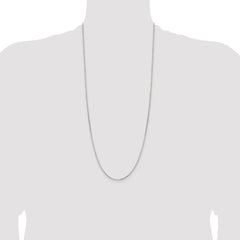 Sterling Silver Rhodium-plated 1.5mm Diamond-cut Round Box Chain - 7