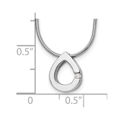 White Ice Sterling Silver Rhodium-plated 18 Inch Diamond Teardrop Necklace with 2 Inch Extender - 4