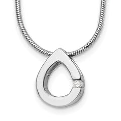 White Ice Sterling Silver Rhodium-plated 18 Inch Diamond Teardrop Necklace with 2 Inch Extender - 4