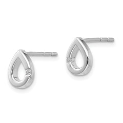 White Ice Sterling Silver Rhodium-plated Diamond Teardrop Post Earrings - 2