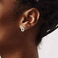 White Ice Sterling Silver Rhodium-plated Diamond Teardrop Post Earrings - 2