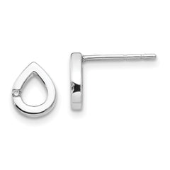 White Ice Sterling Silver Rhodium-plated Diamond Teardrop Post Earrings - 2