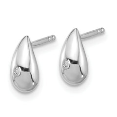 White Ice Sterling Silver Rhodium-plated Diamond Teardrop Post Earrings - 3