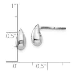 White Ice Sterling Silver Rhodium-plated Diamond Teardrop Post Earrings - 3