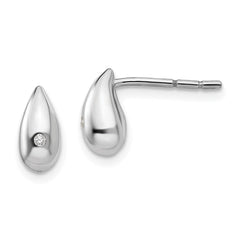 White Ice Sterling Silver Rhodium-plated Diamond Teardrop Post Earrings - 3