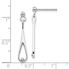 White Ice Sterling Silver Rhodium-plated Diamond Open Teardrop Post Dangle Earrings