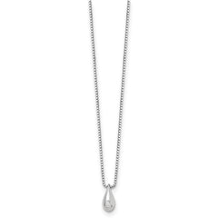 White Ice Sterling Silver Rhodium-plated 18 Inch Diamond Teardrop Necklace with 2 Inch Extender